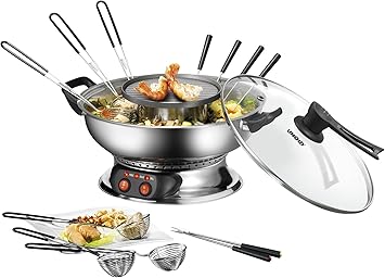 La fondue électrique haut de gamme en inox avec puissance maximale